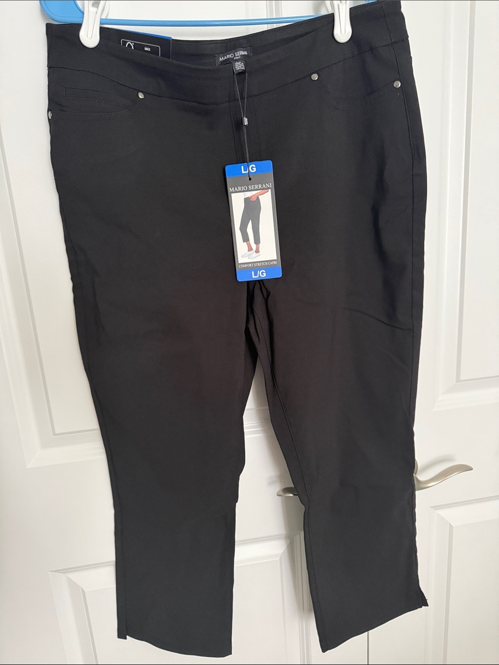 Mario Serrani Black Cropped Stretch Capri Pants
